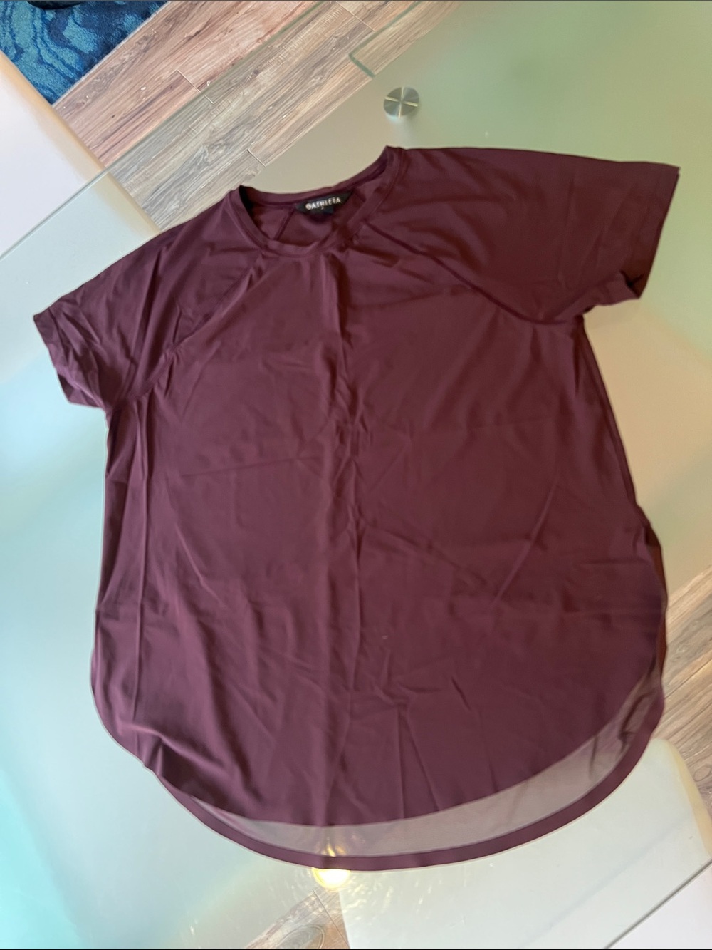 Athleta Short Sleeve Crew Top in Burgundy